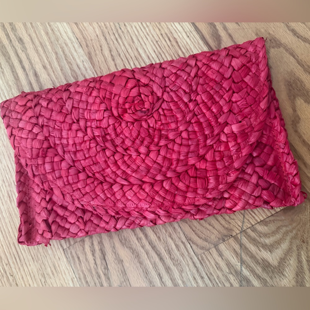 Woven Red Clutch, straw clutch, straw handbag